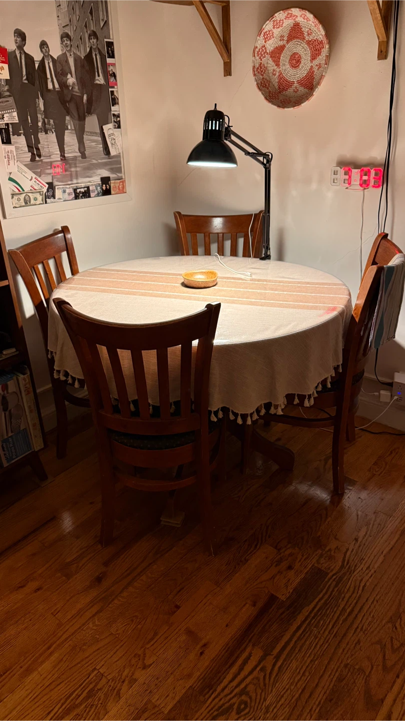 Round Wooden Dining Table with 4 Chairs - photo 3