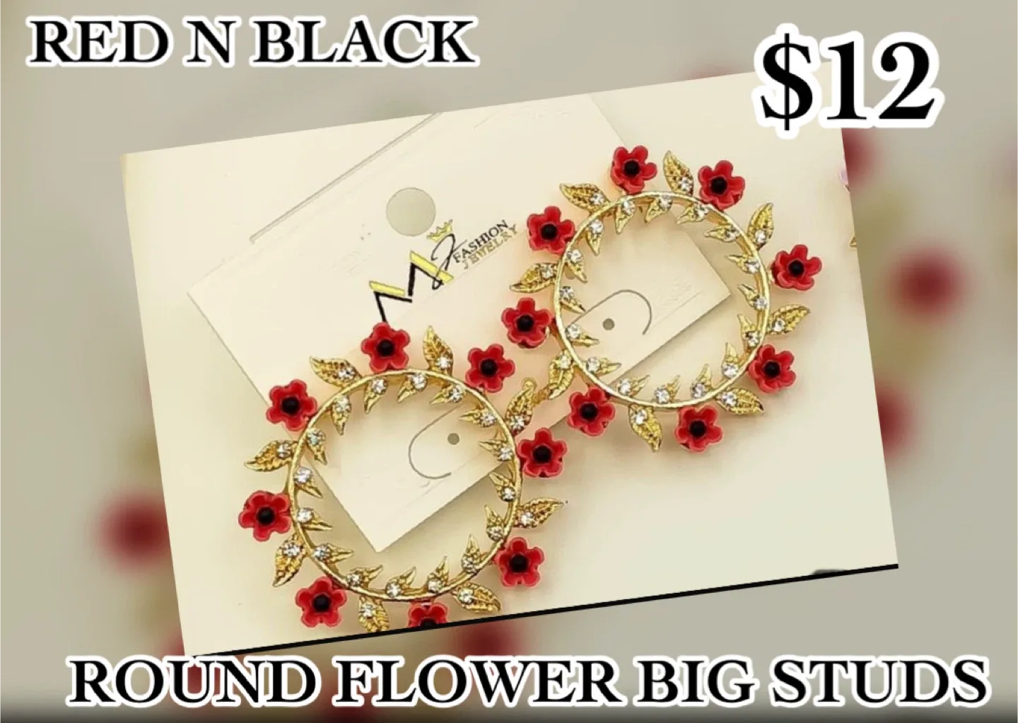 M2 Fashion Jewelry Round Flower Big Studs - $12 image indicator(2)