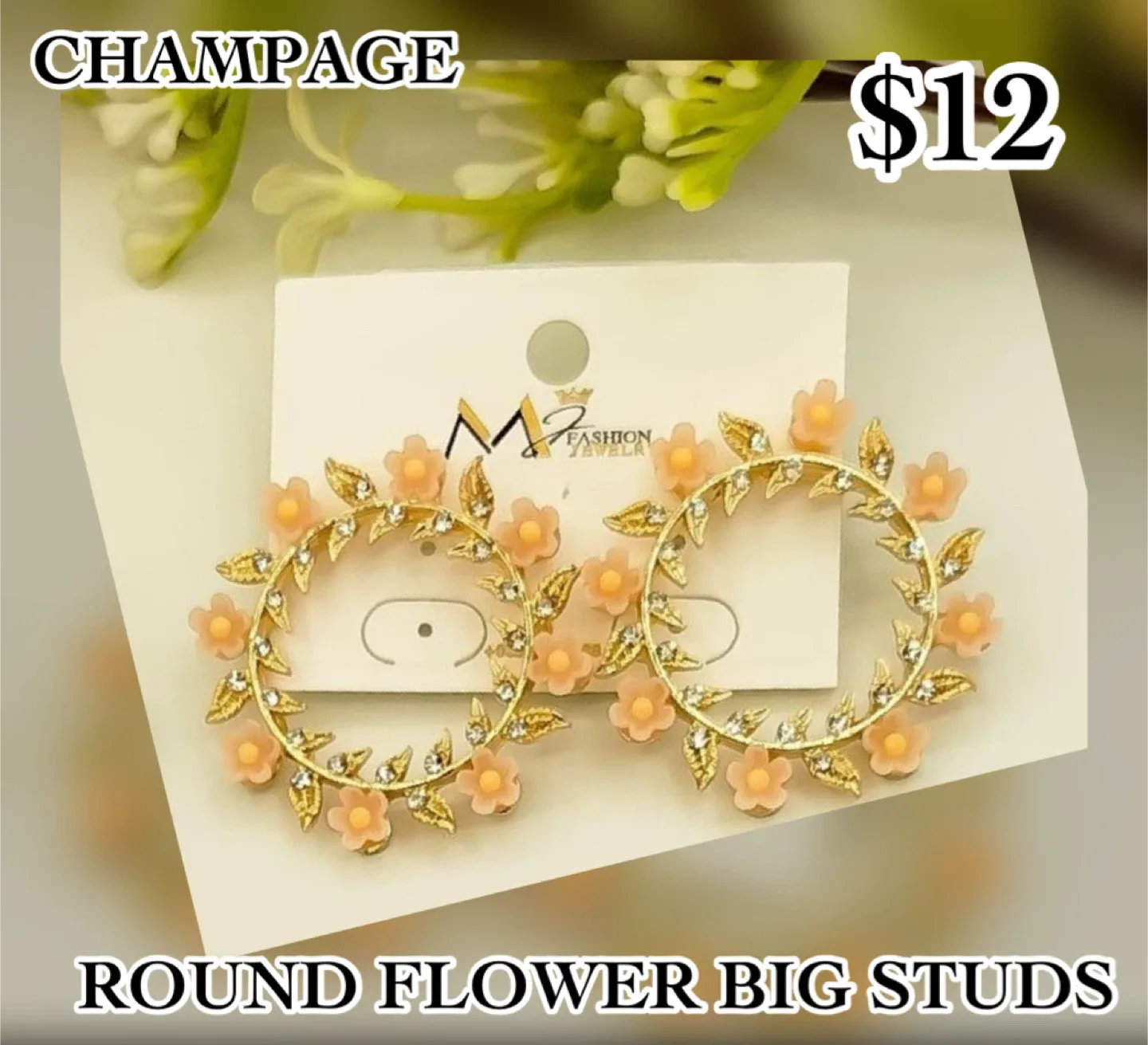 M2 Fashion Jewelry Round Flower Big Studs - $12 image indicator(6)