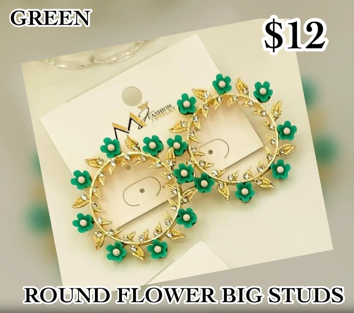 M2 Fashion Jewelry Round Flower Big Studs - $12 image indicator(4)