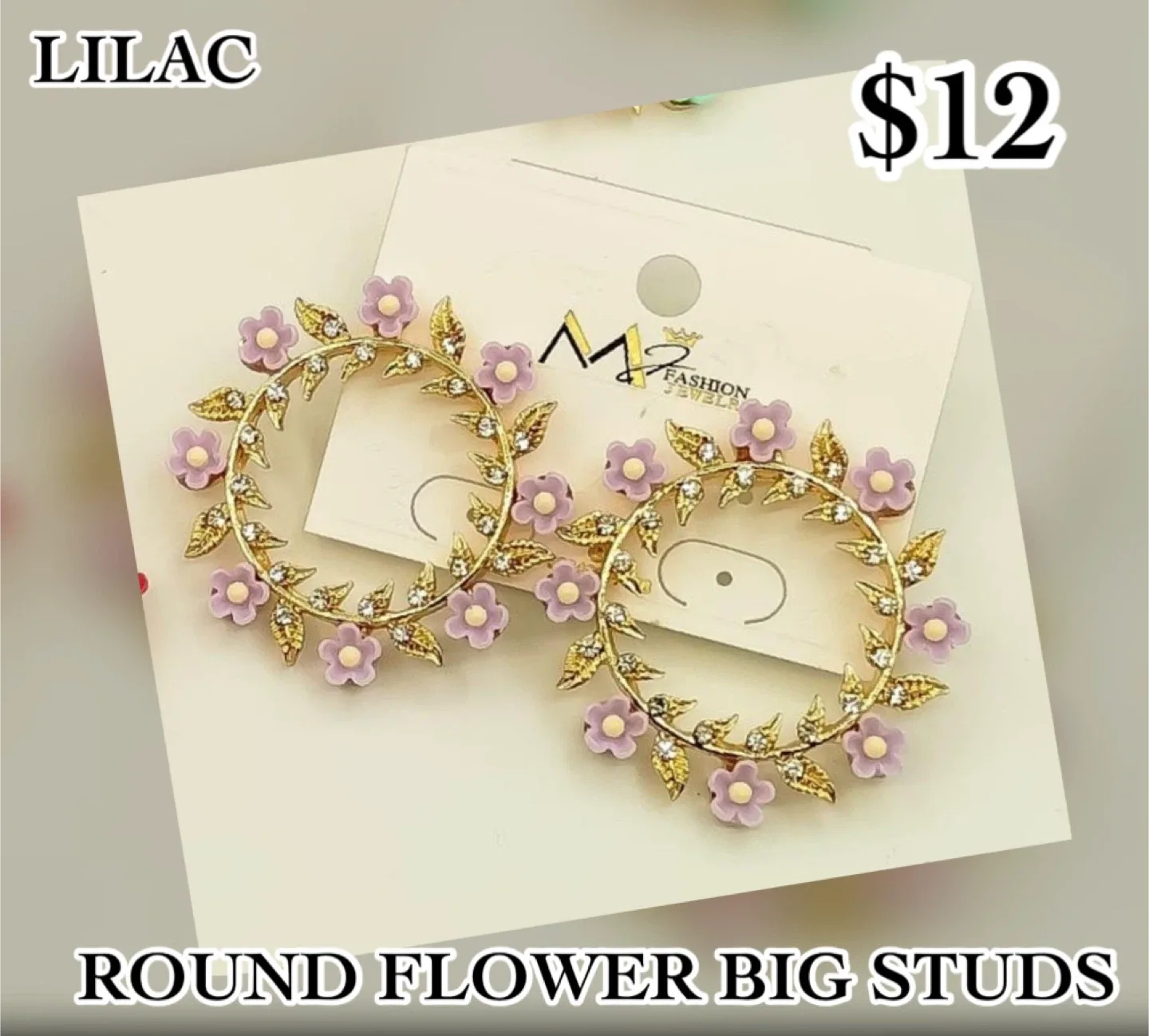 M2 Fashion Jewelry Round Flower Big Studs - $12 image indicator(3)