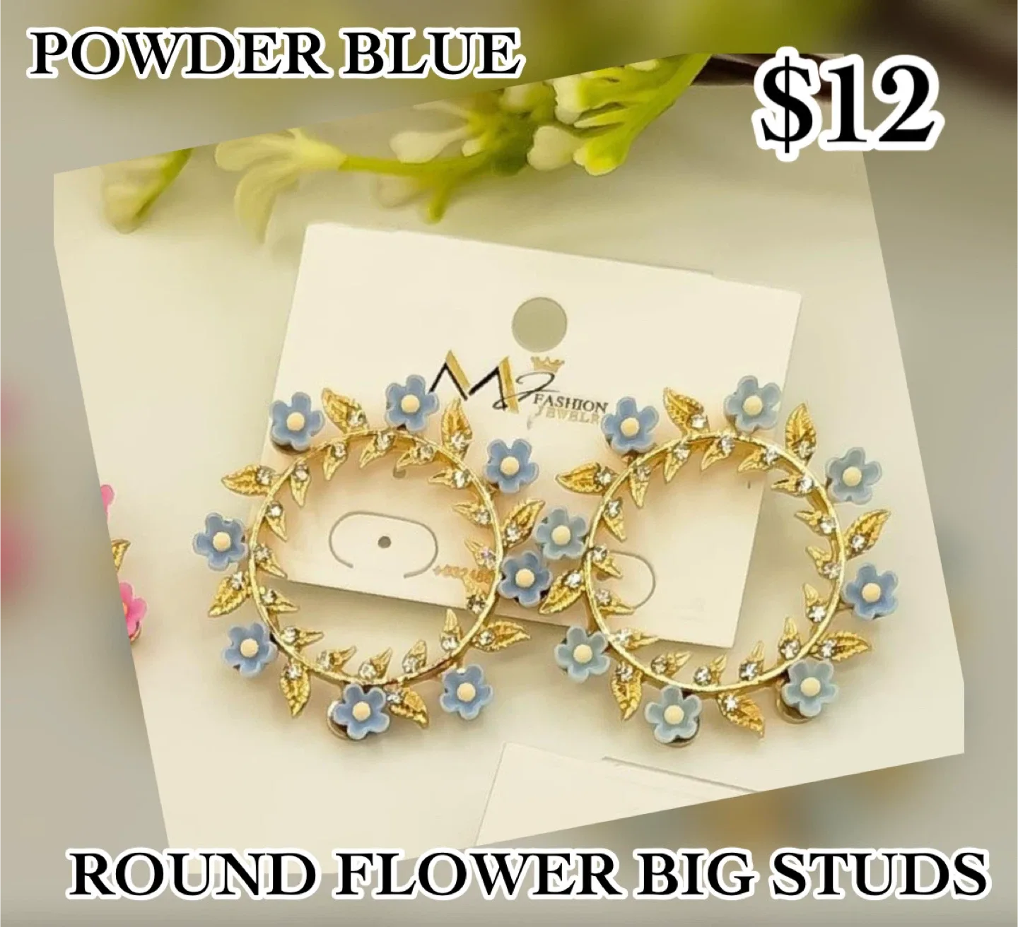 M2 Fashion Jewelry Round Flower Big Studs - $12 image indicator(7)