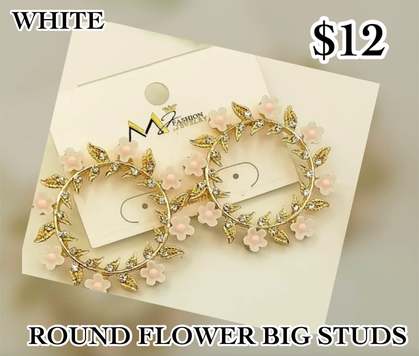 M2 Fashion Jewelry Round Flower Big Studs - $12 image indicator(10)