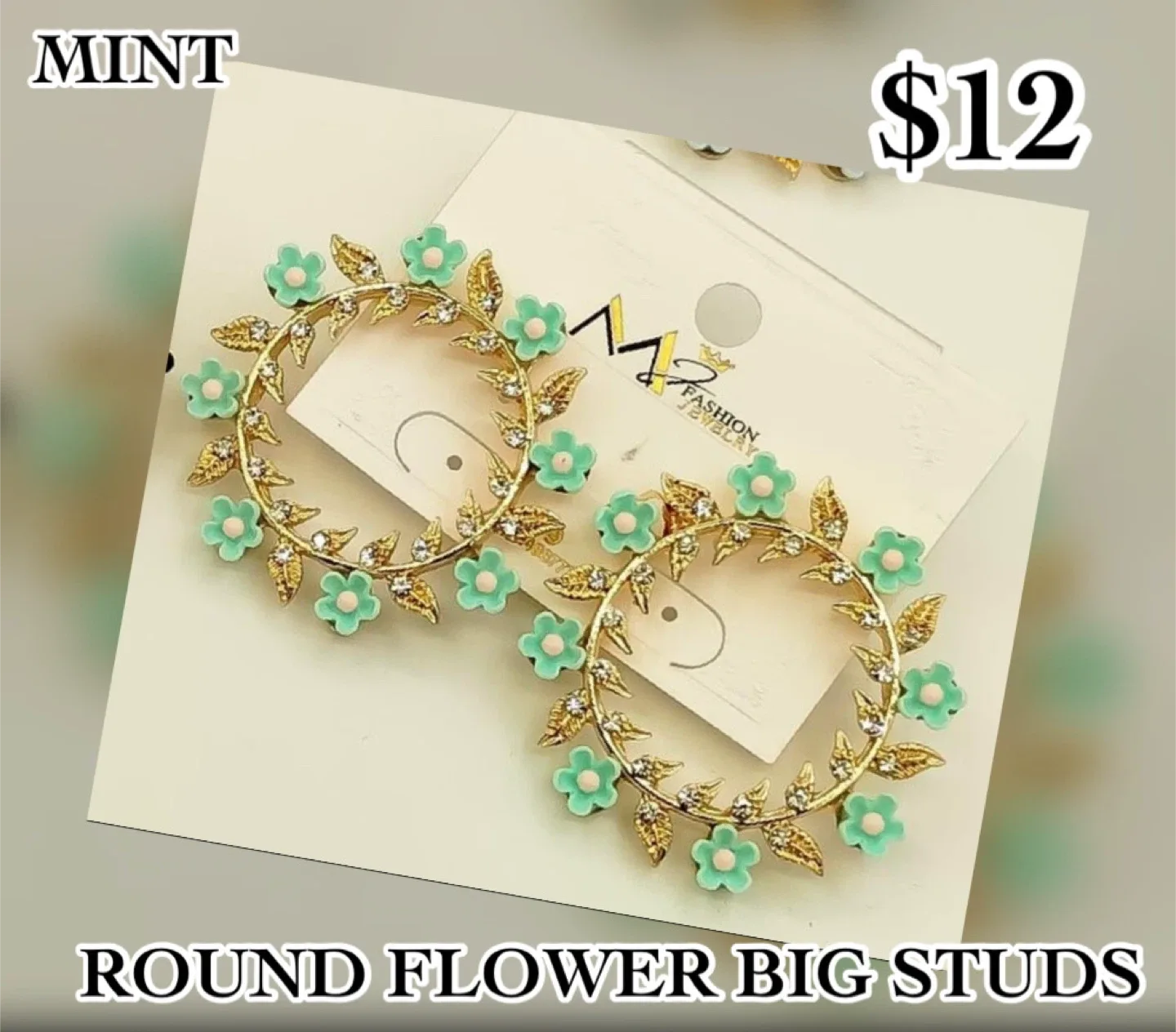 M2 Fashion Jewelry Round Flower Big Studs - $12 image indicator(8)