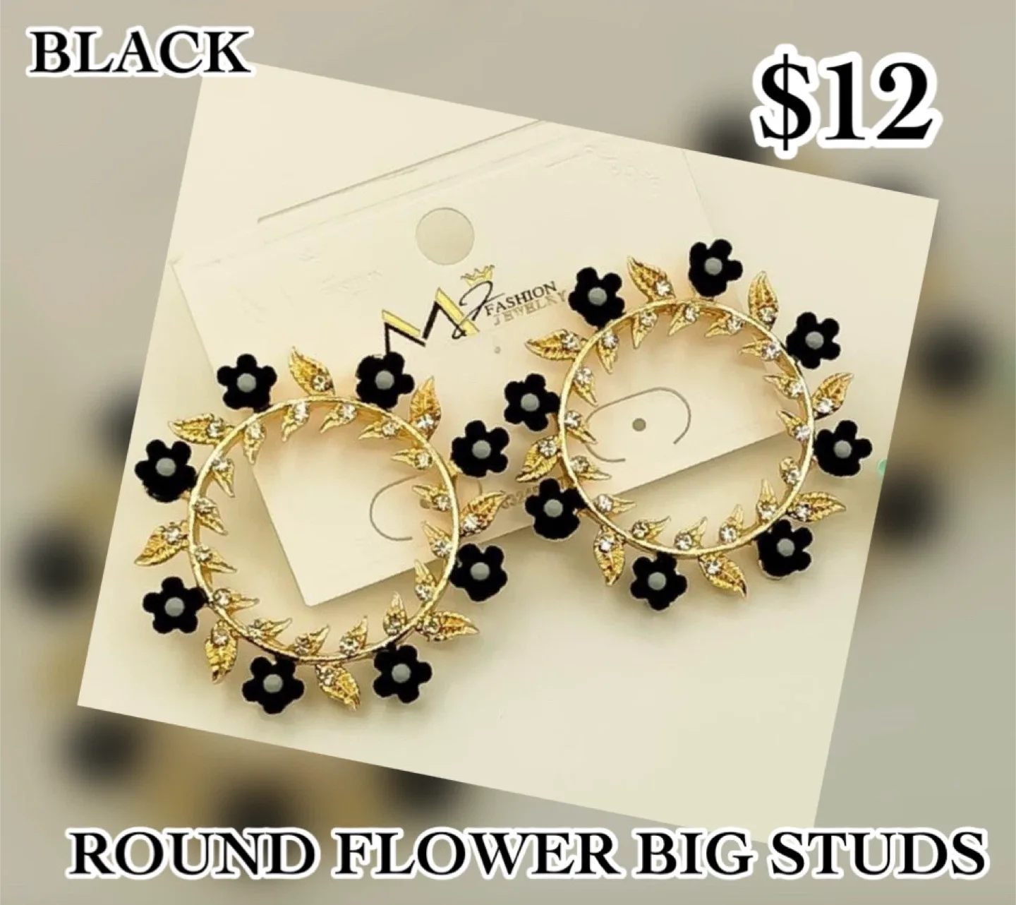 M2 Fashion Jewelry Round Flower Big Studs - $12 image indicator(9)
