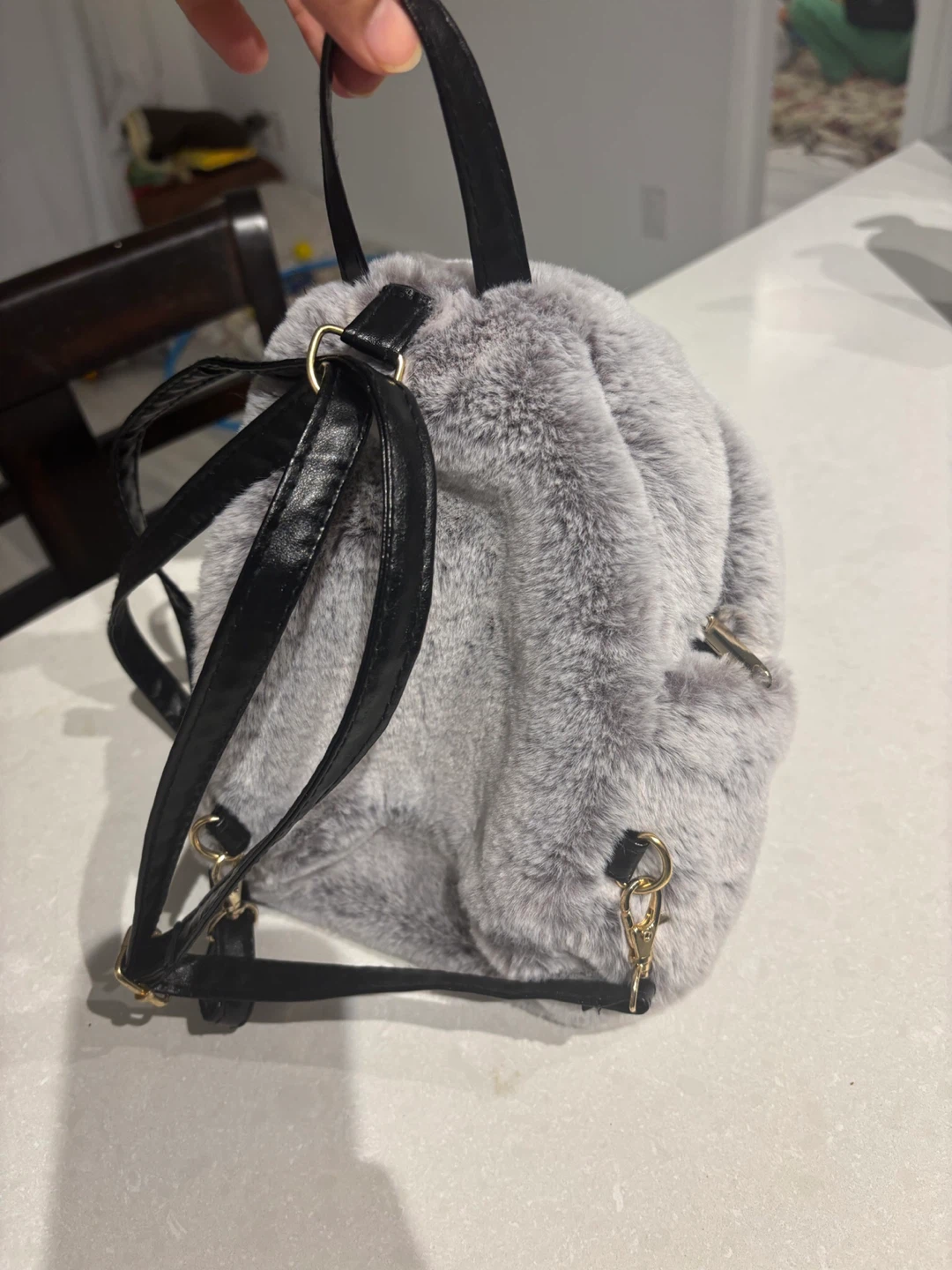 Gray Fuzzy Backpack - photo 2