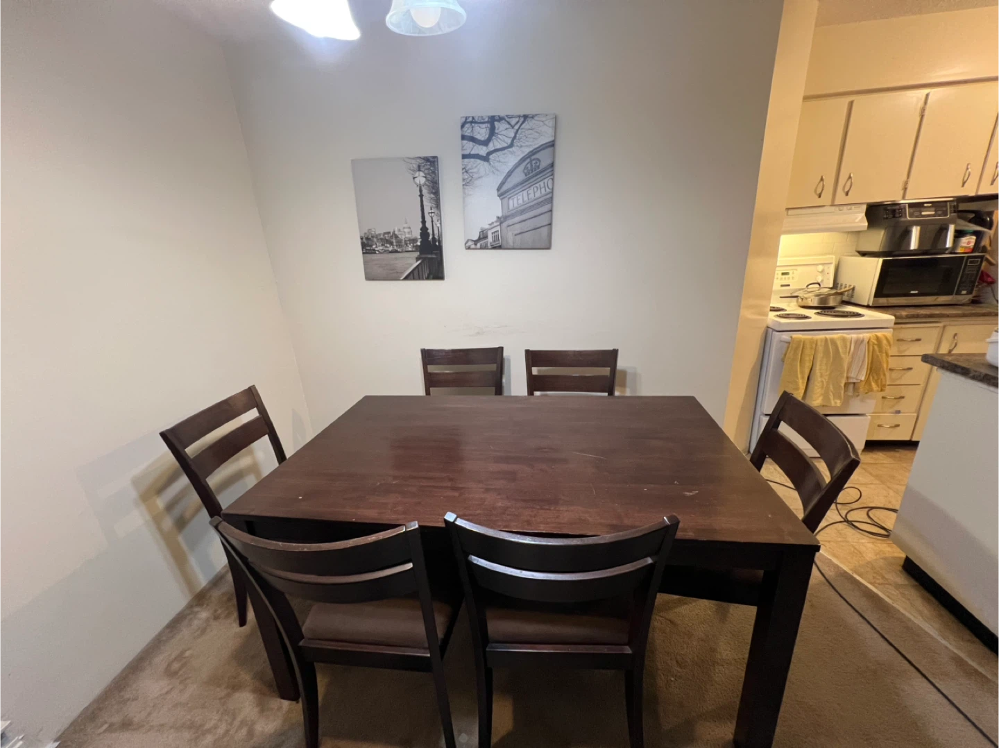 Dining Table with 6 Chairs - Dark Wood - photo 2