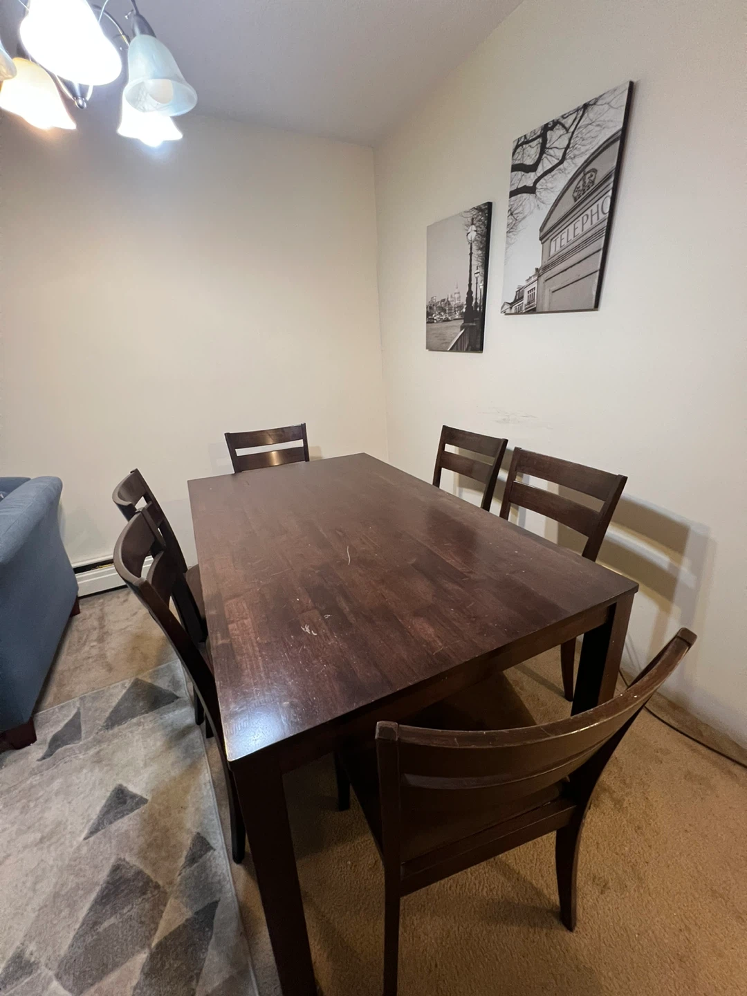 Dining Table with 6 Chairs - Dark Wood - photo 4