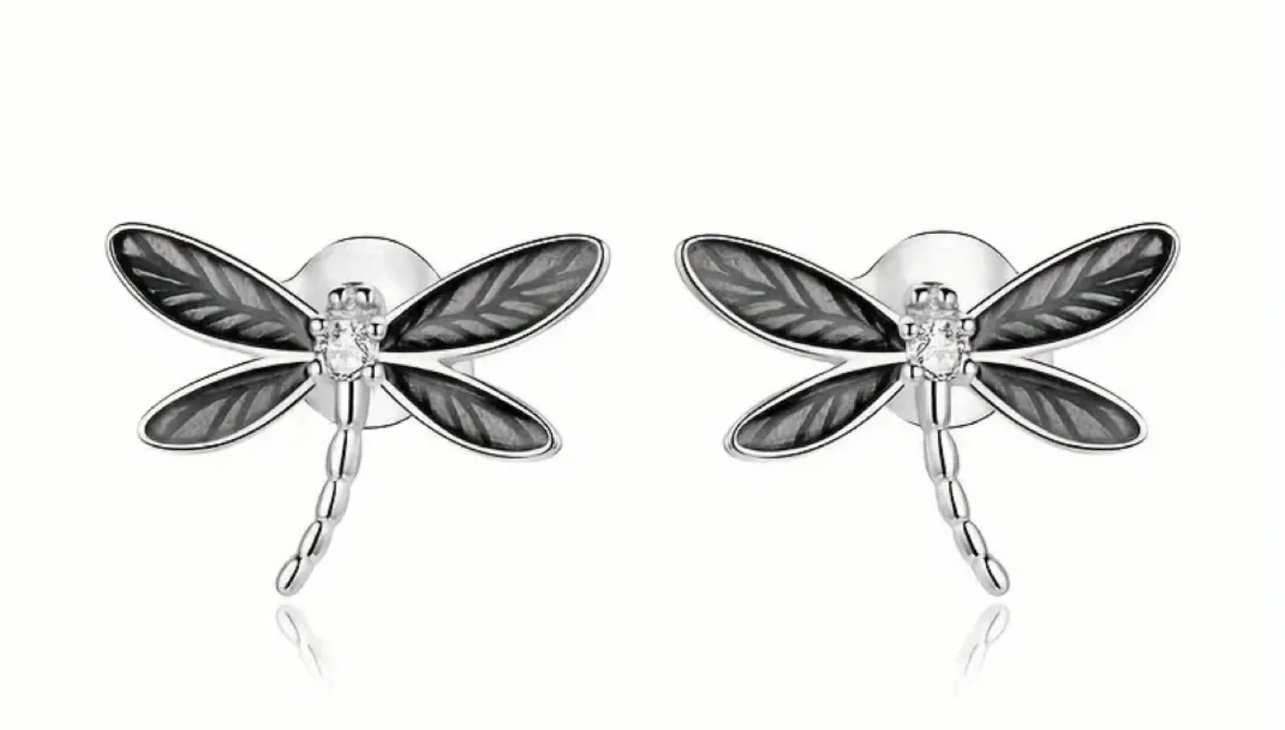 Flower & Dragonfly Drop/Stud Earrings image indicator(2)