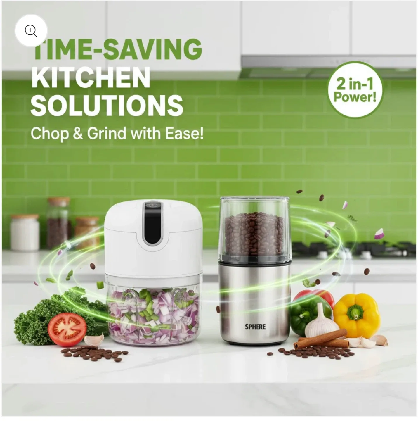 Premium 2 in 1 Grinder & Chopper - Stainless Steel Kitchen Tool image indicator(3)