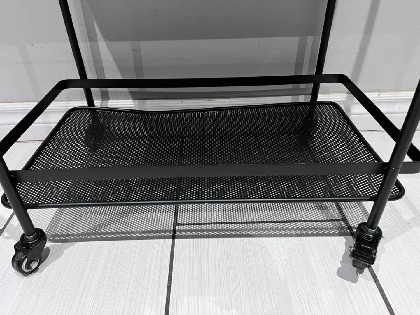 Black Metal Frame Bar Cart with Glass Mirror Top image indicator(2)