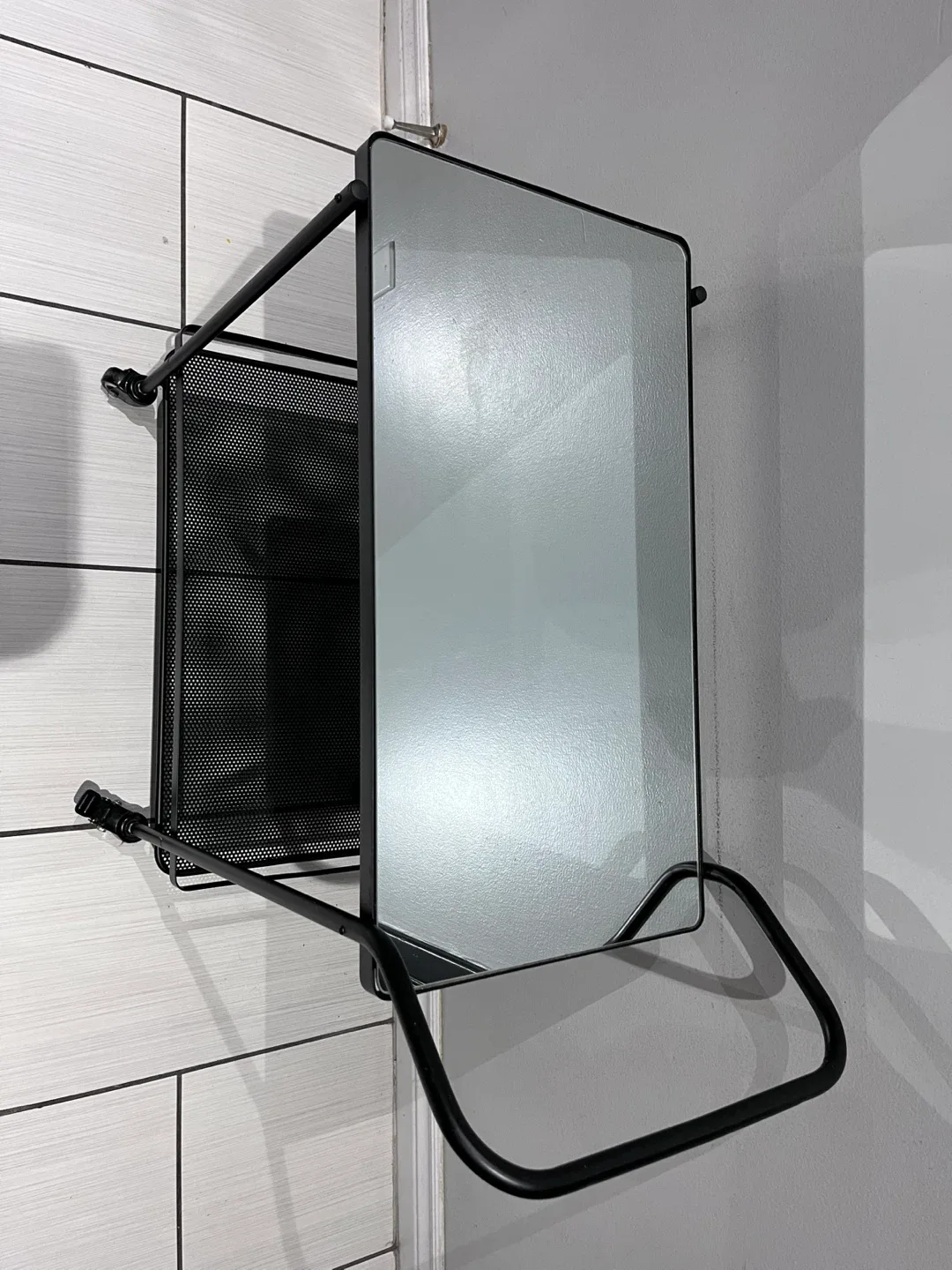 Black Metal Frame Bar Cart with Glass Mirror Top image indicator(4)