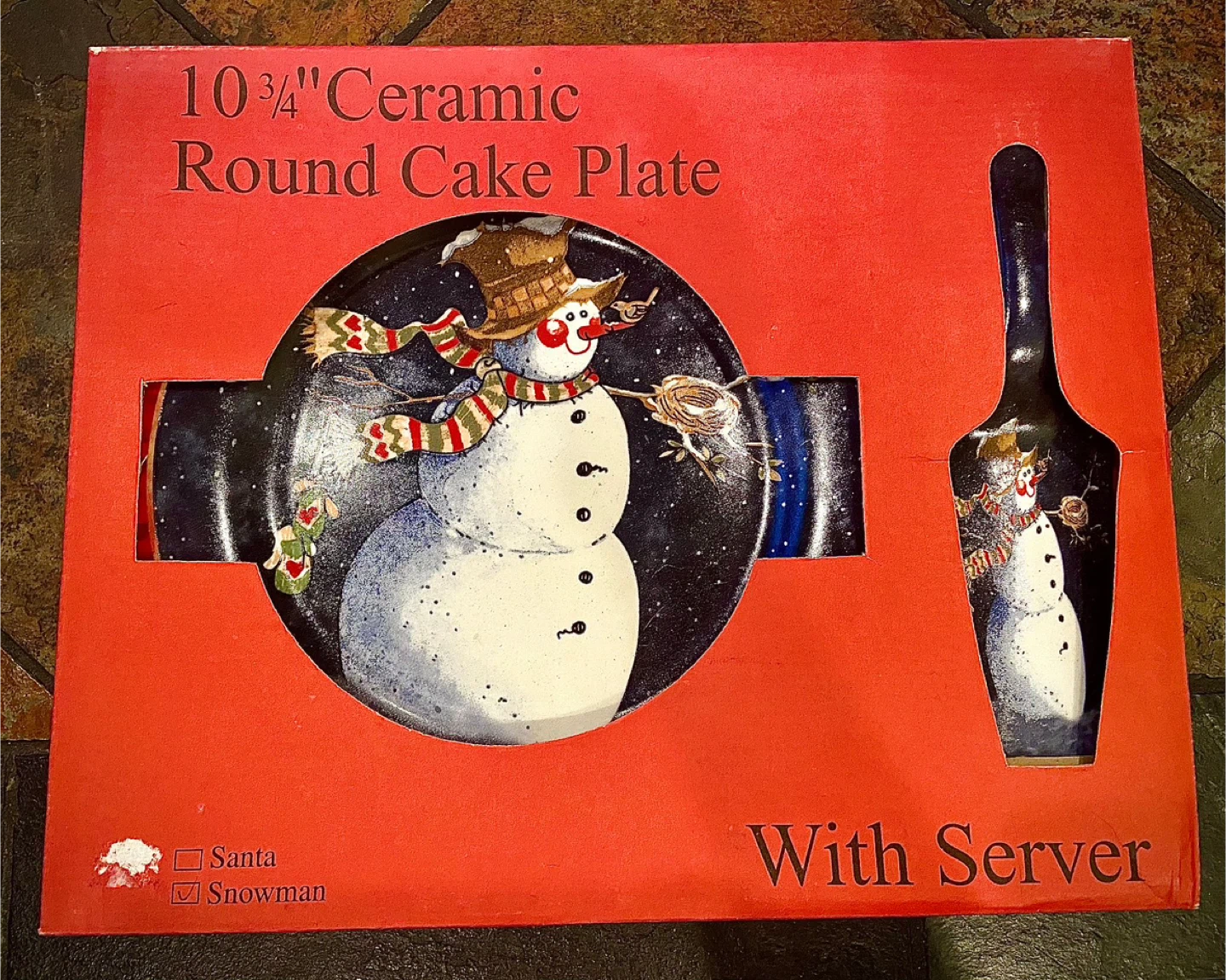 NEW Christmas Cake Plate & Server Set