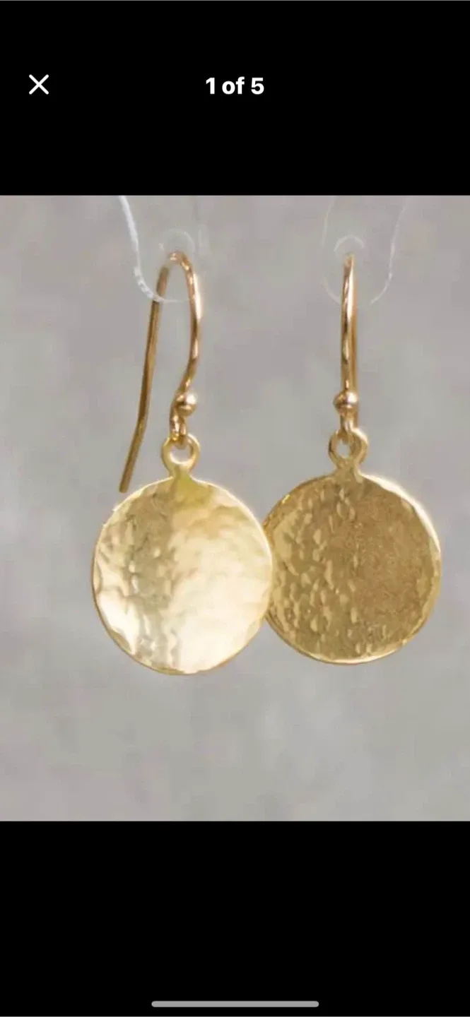 Gold Tone Disc Drop Earrings