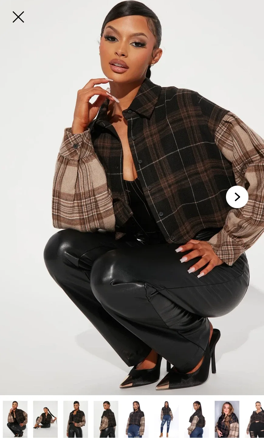 Fashion Nova Plaid Cropped Shirt