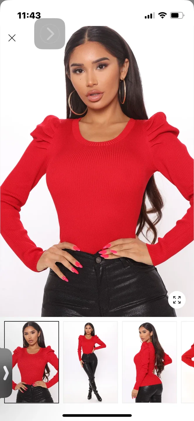 Fashion Nova Red Long Sleeve Top