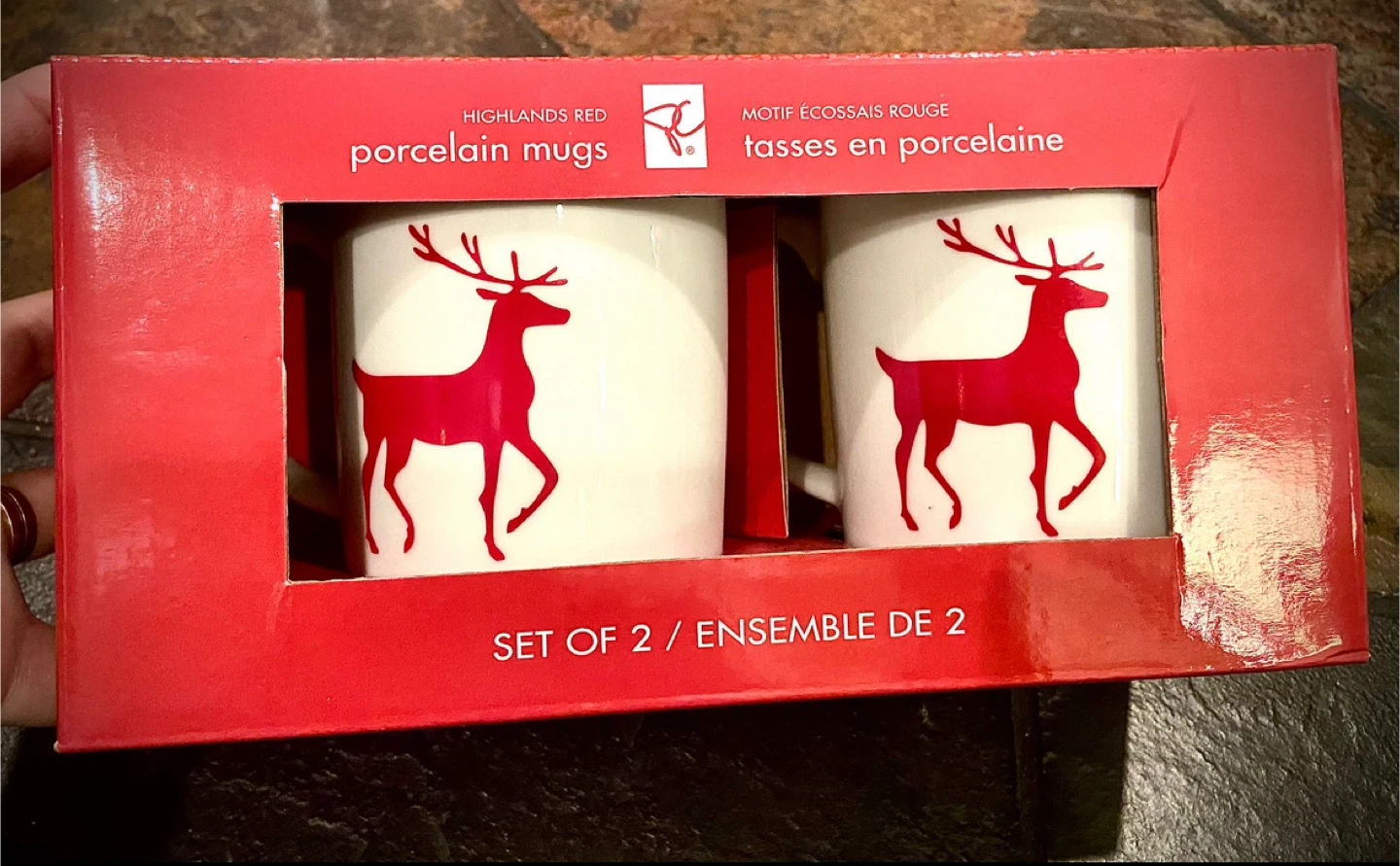 NEW CHRISTMAS Reindeer Porcelain Mugs - Set of 2