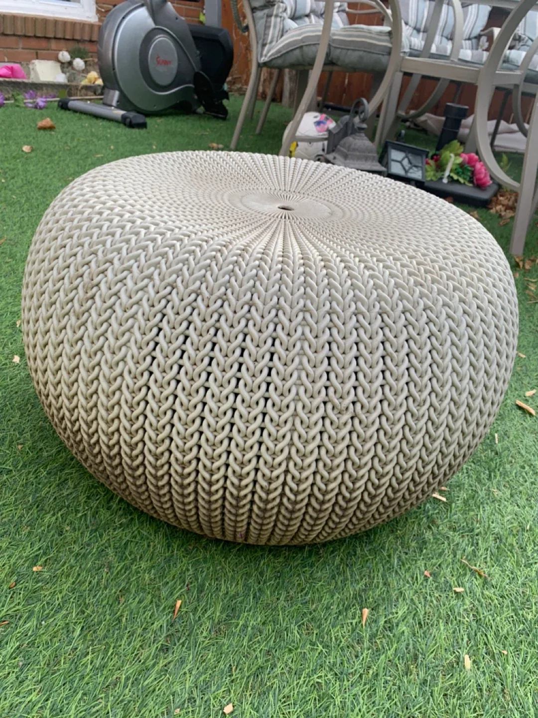 Knit Pattern Round Ottoman Footstool - outdoor furniture