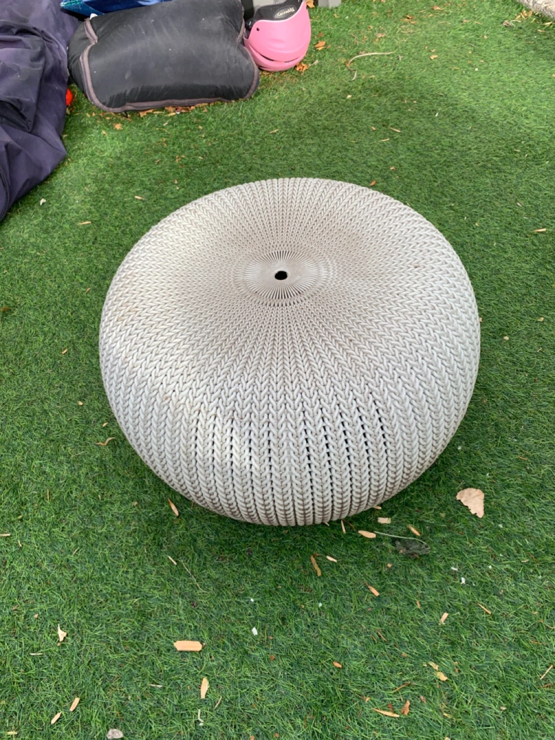 Knit Pattern Round Ottoman Footstool - outdoor furniture - photo 3