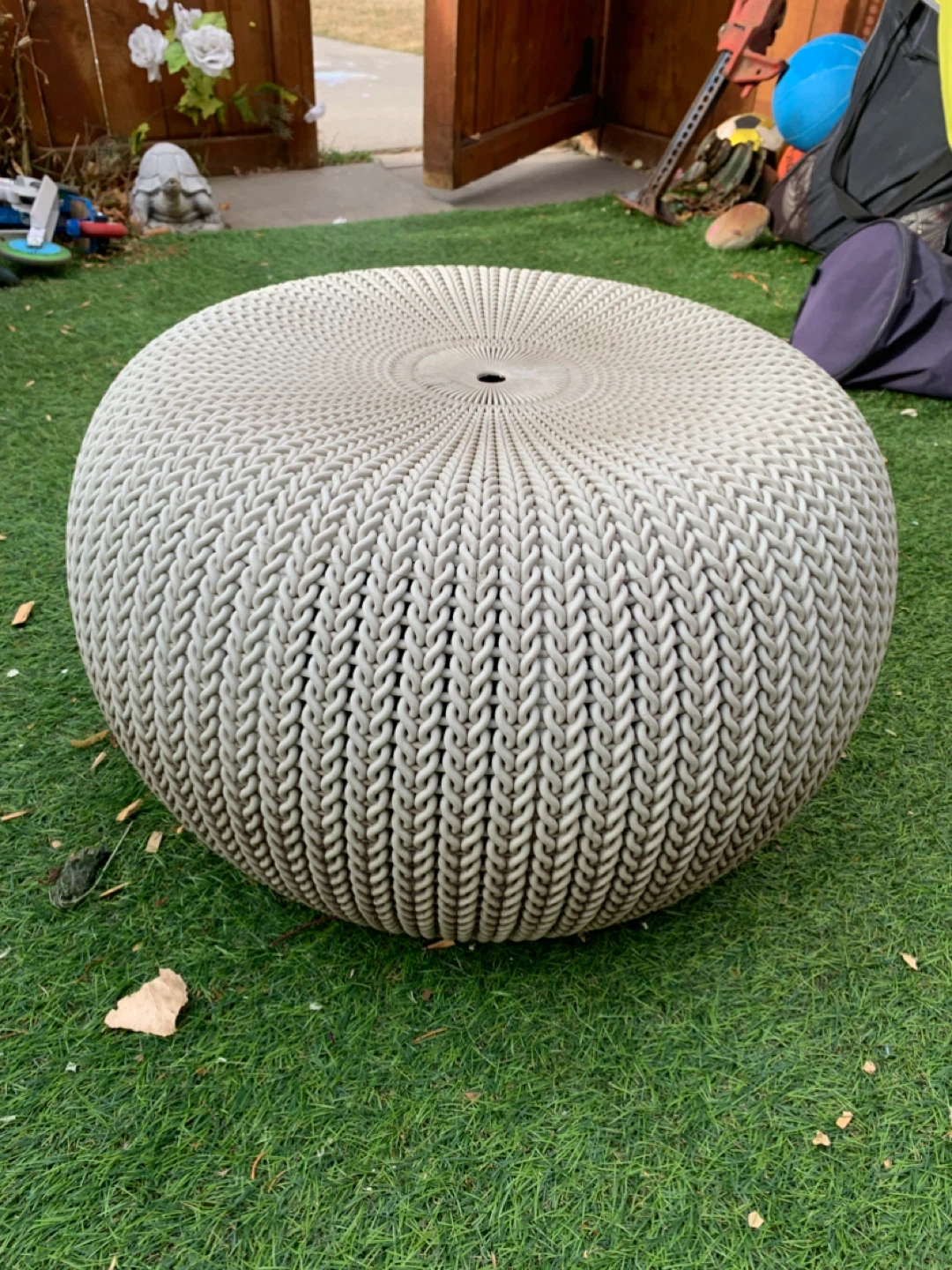 Knit Pattern Round Ottoman Footstool - outdoor furniture - photo 2