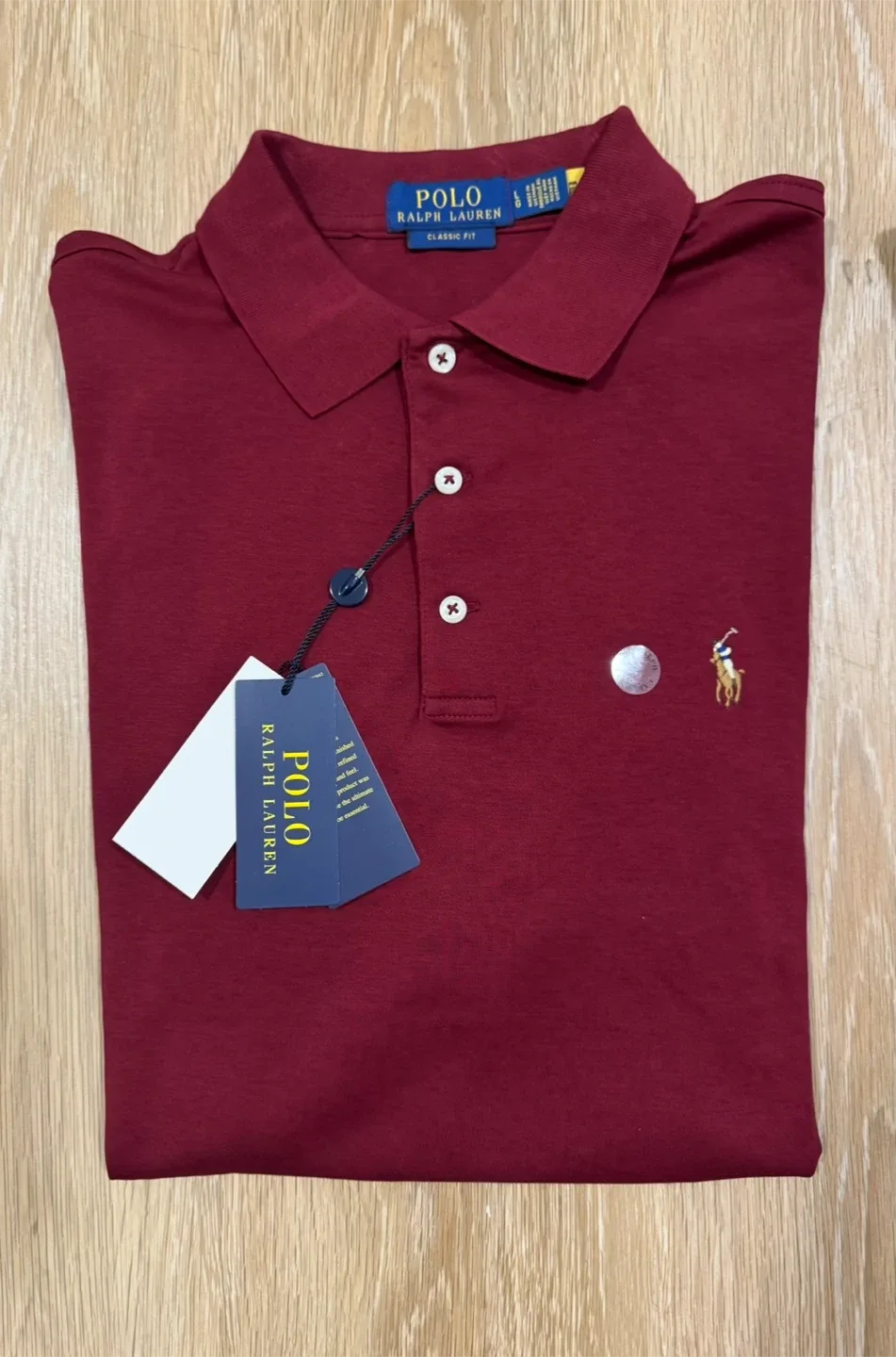 Ralph Lauren Mens Polo Burgundy T-Shirt Classic Fit Size Large