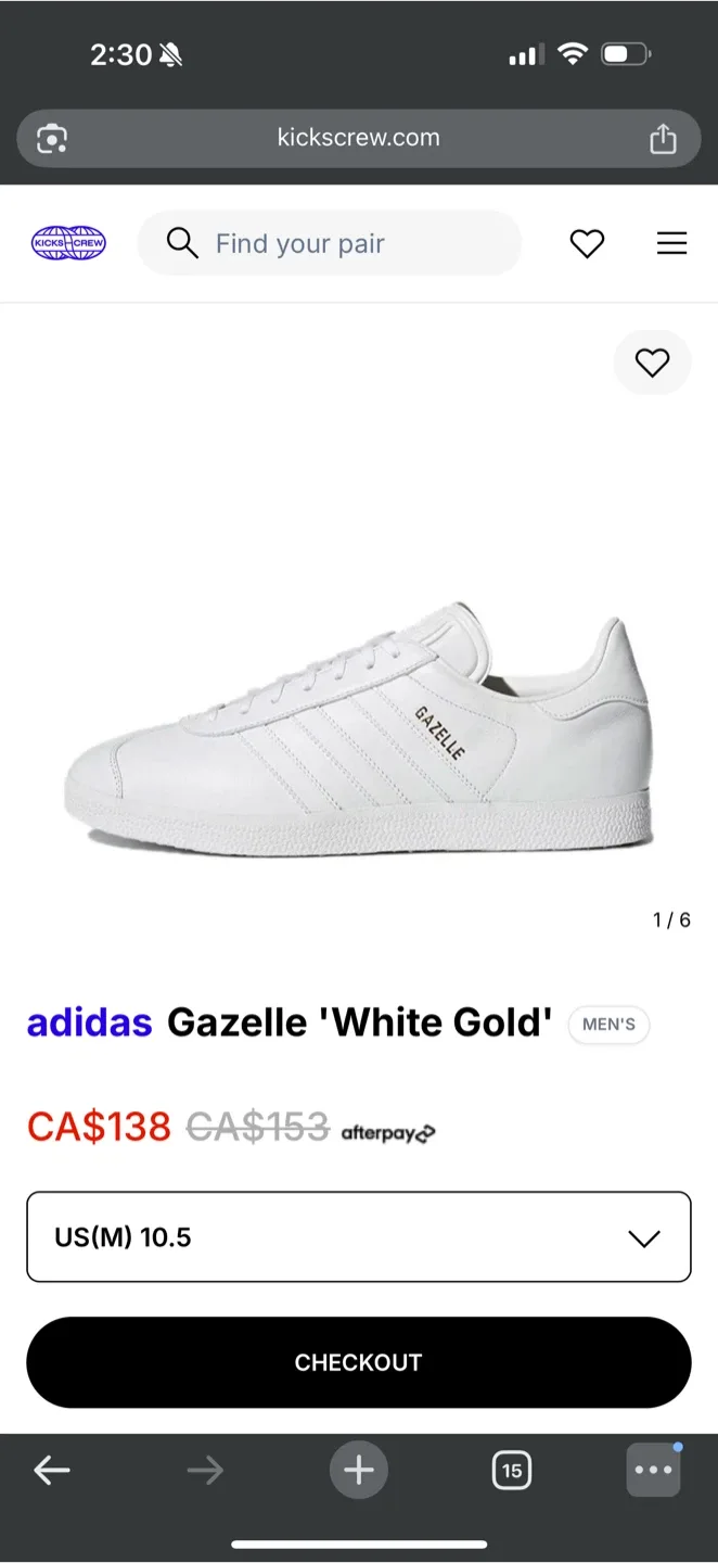 New Adidas Gazelle 'White Gold' - US(M) 11 image indicator(5)