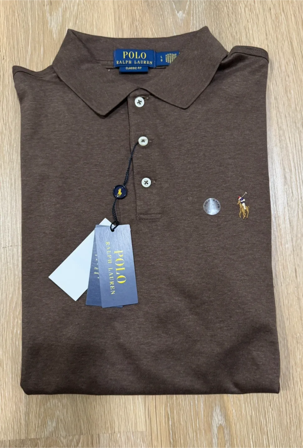 Ralph Lauren Mens Polo Brown T-Shirt Classic Fit Size Large