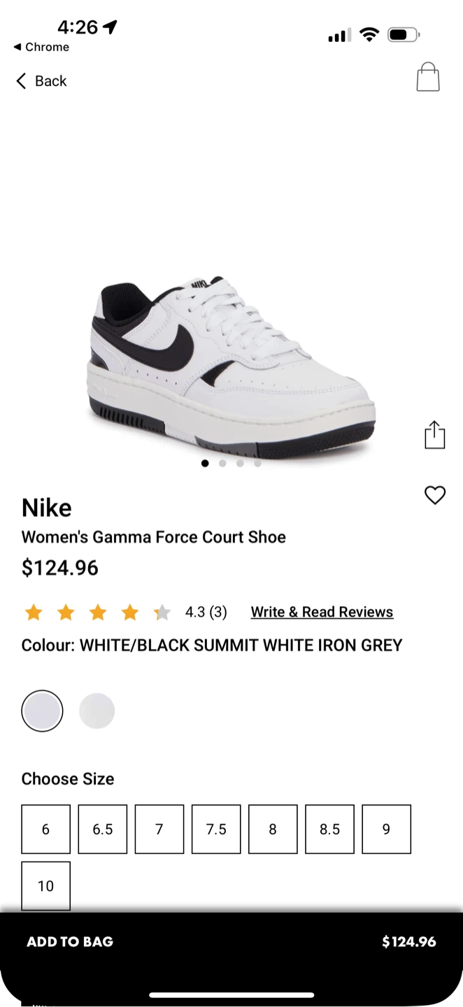 Nike Women's Gamma Force Court Shoe - White/Black - Size 10 - photo 2