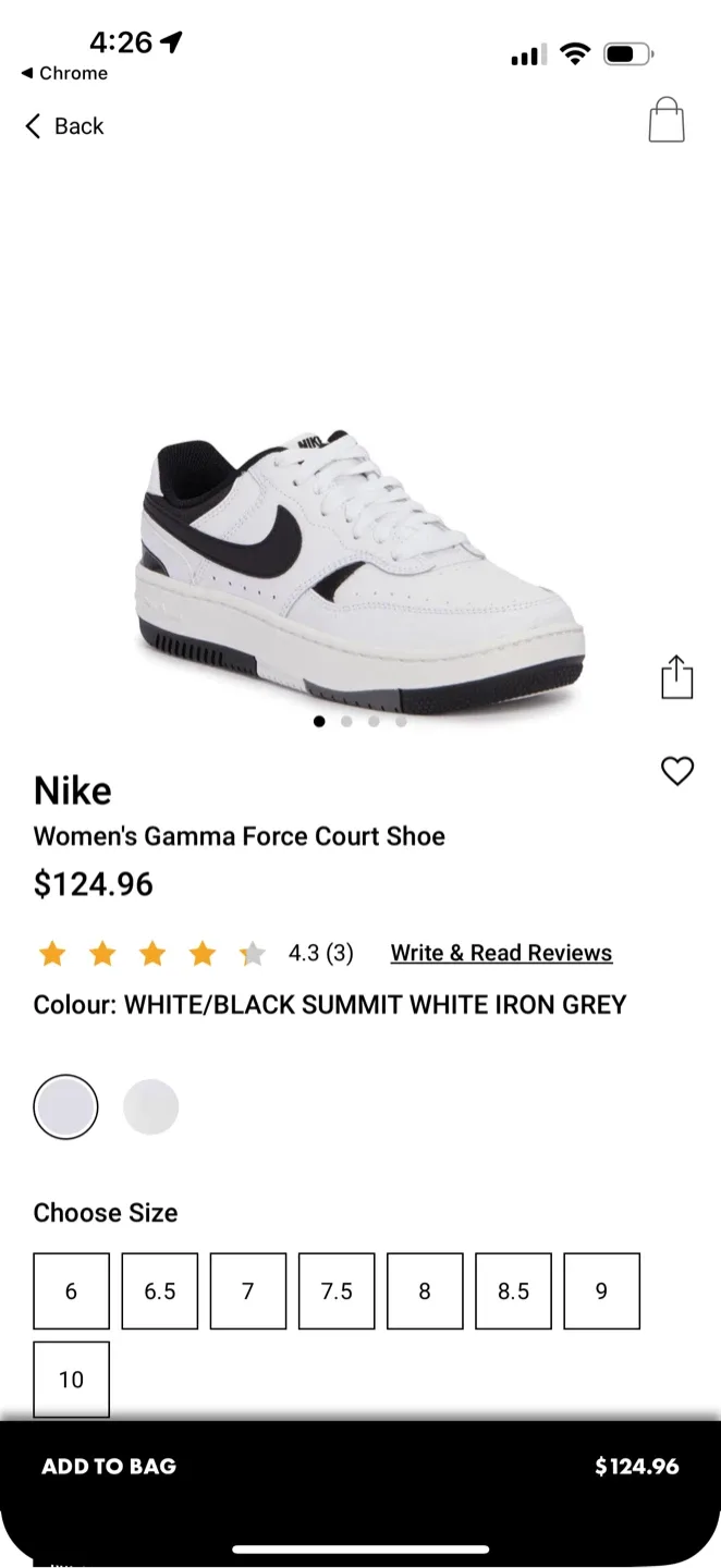 Nike Women's Gamma Force Court Shoe - White/Black - Size 10 image indicator(2)