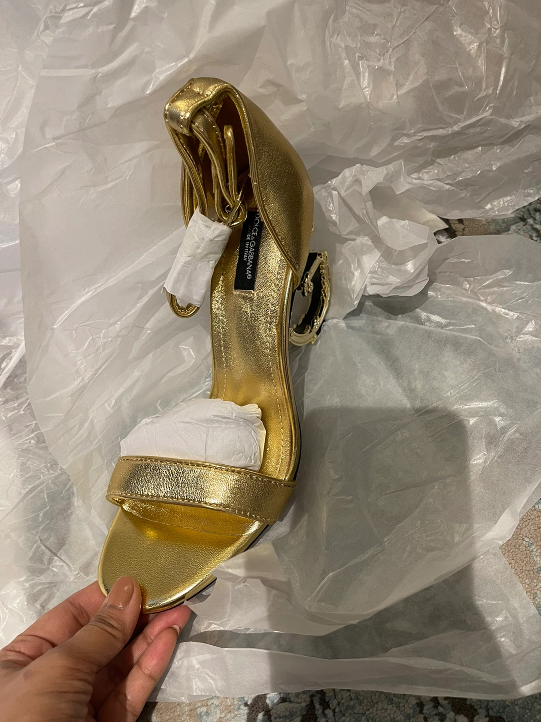 Dolce & Gabbana Gold Heel Sandals - Size 38