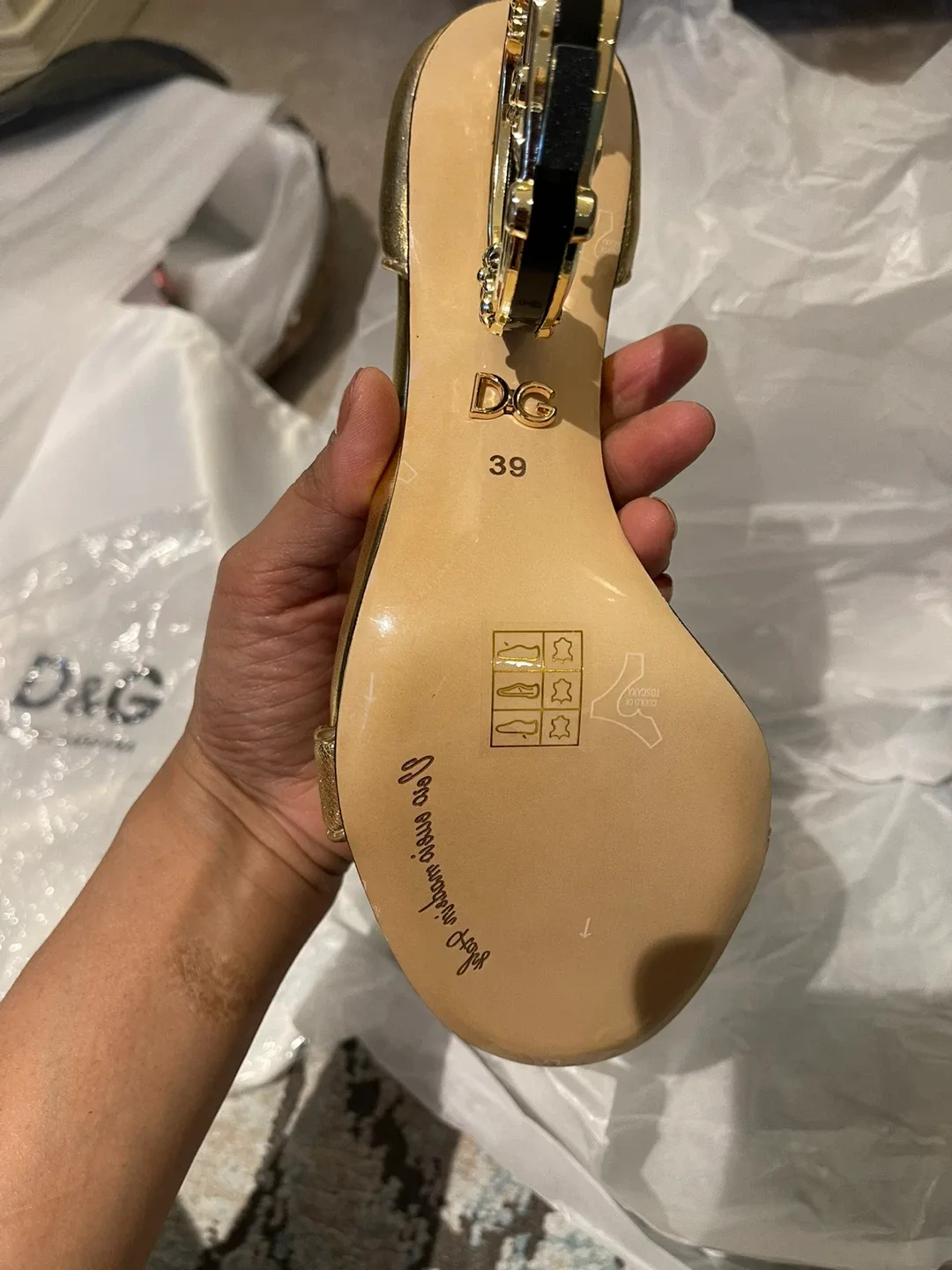 Dolce & Gabbana Gold Heel Sandals - Size 38 image indicator(3)