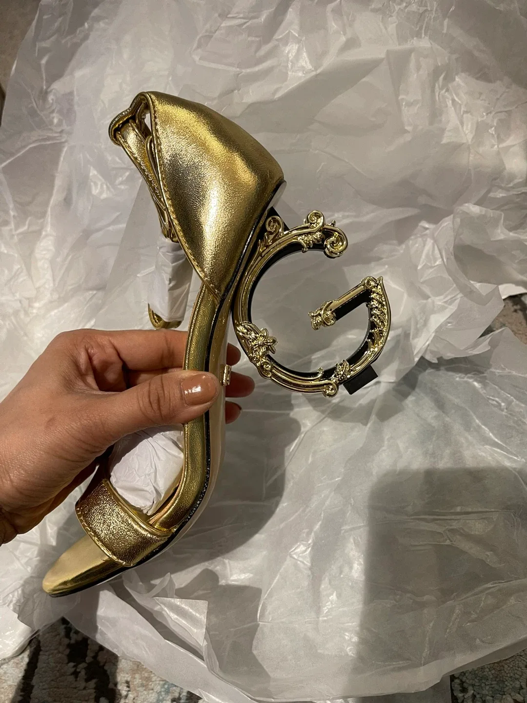 Dolce & Gabbana Gold Heel Sandals - Size 38 image indicator(2)