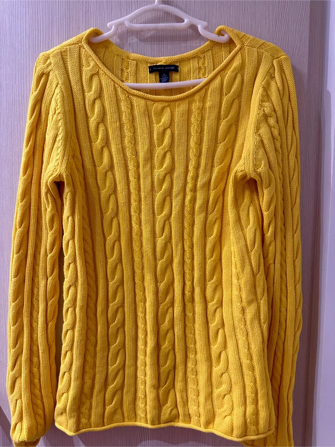 Cute Tommy Hilfiger Yellow Cable Knit Sweater - Size M thumbnail