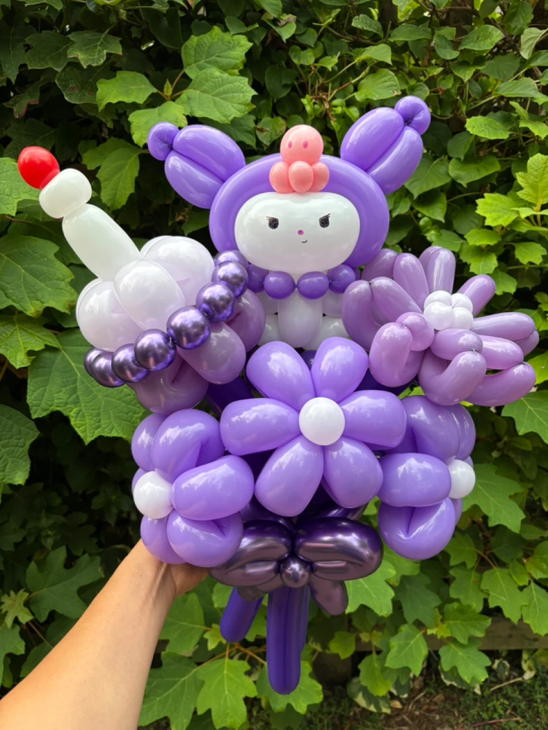 Handmade Kuromi birthday / graduation balloon flower bouquet - photo 2