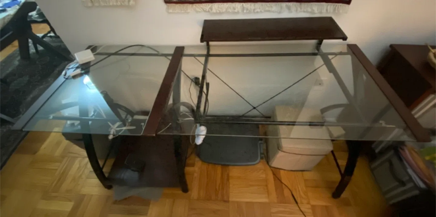 Glass Top Desk with Wood Trim thumbnail