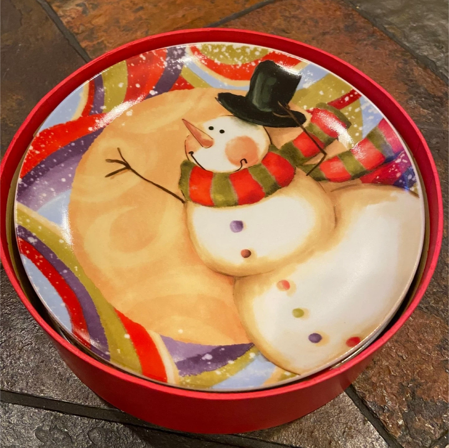 NEW CHRISTMAS Snowman Appetizer Plates - Set of 4 - photo 2