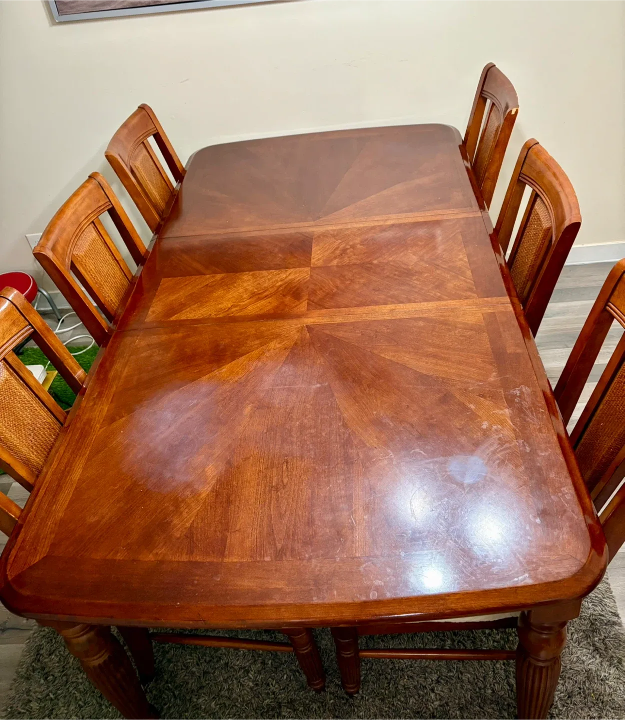 Wood Dining Table with Six Chairs image indicator(2)