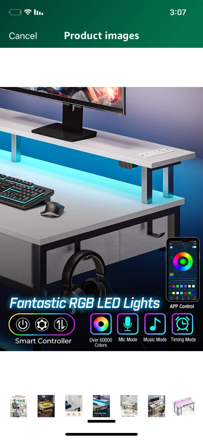 Gaming Desk with RGB LED Lights - photo 3