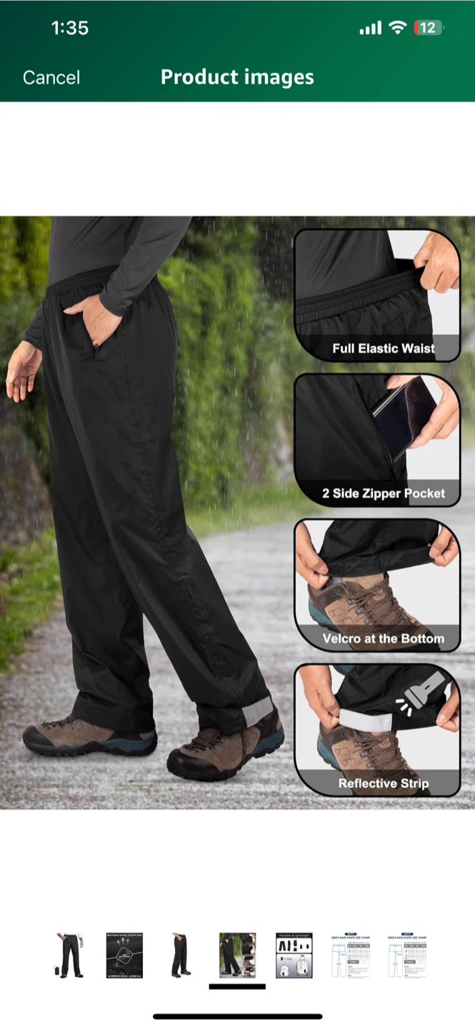 Black Rain Pants - Size Medium - photo 4