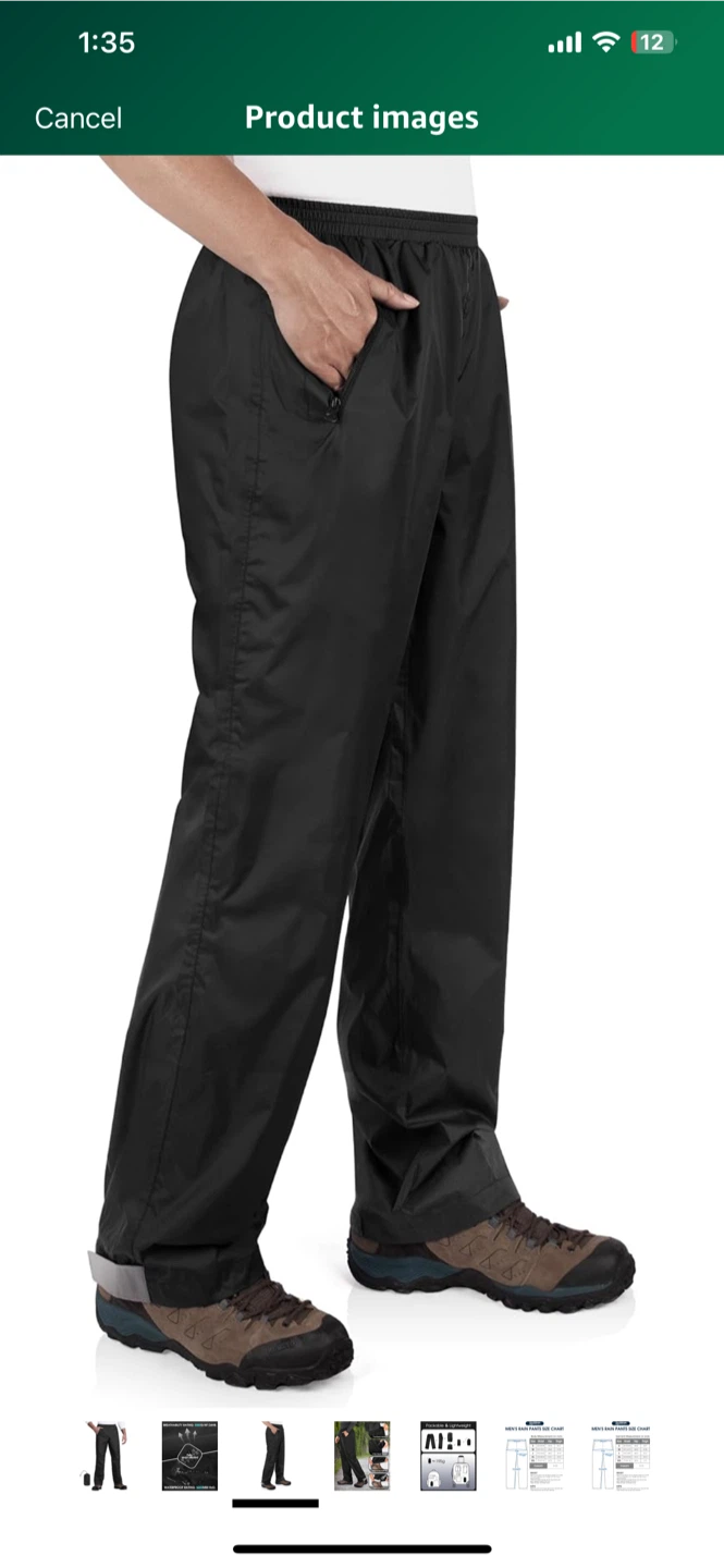 Black Rain Pants - Size Medium - photo 5