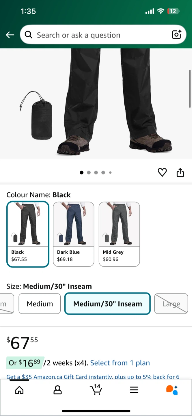 Black Rain Pants - Size Medium - photo 3