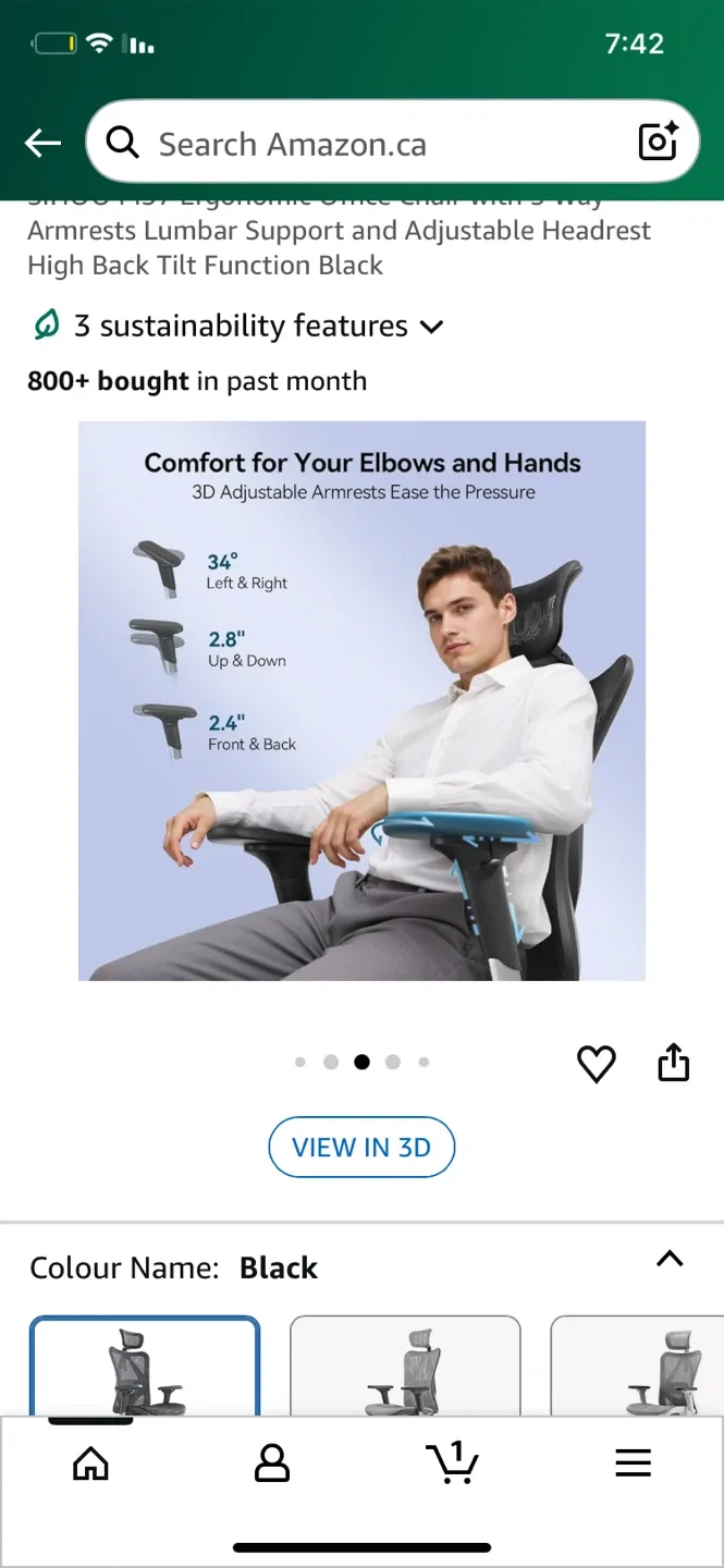 SIHOO M57 Ergonomic Office Chair - Black image indicator(3)