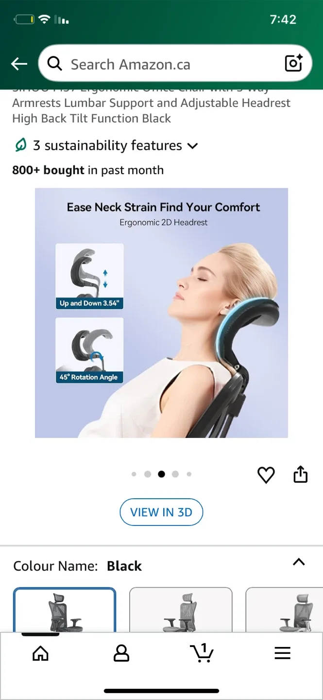 SIHOO M57 Ergonomic Office Chair - Black image indicator(4)