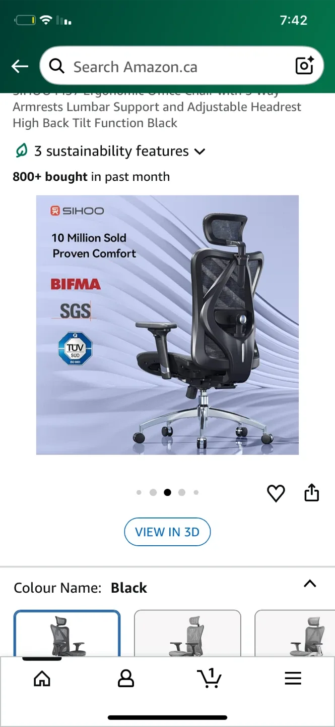 SIHOO M57 Ergonomic Office Chair - Black