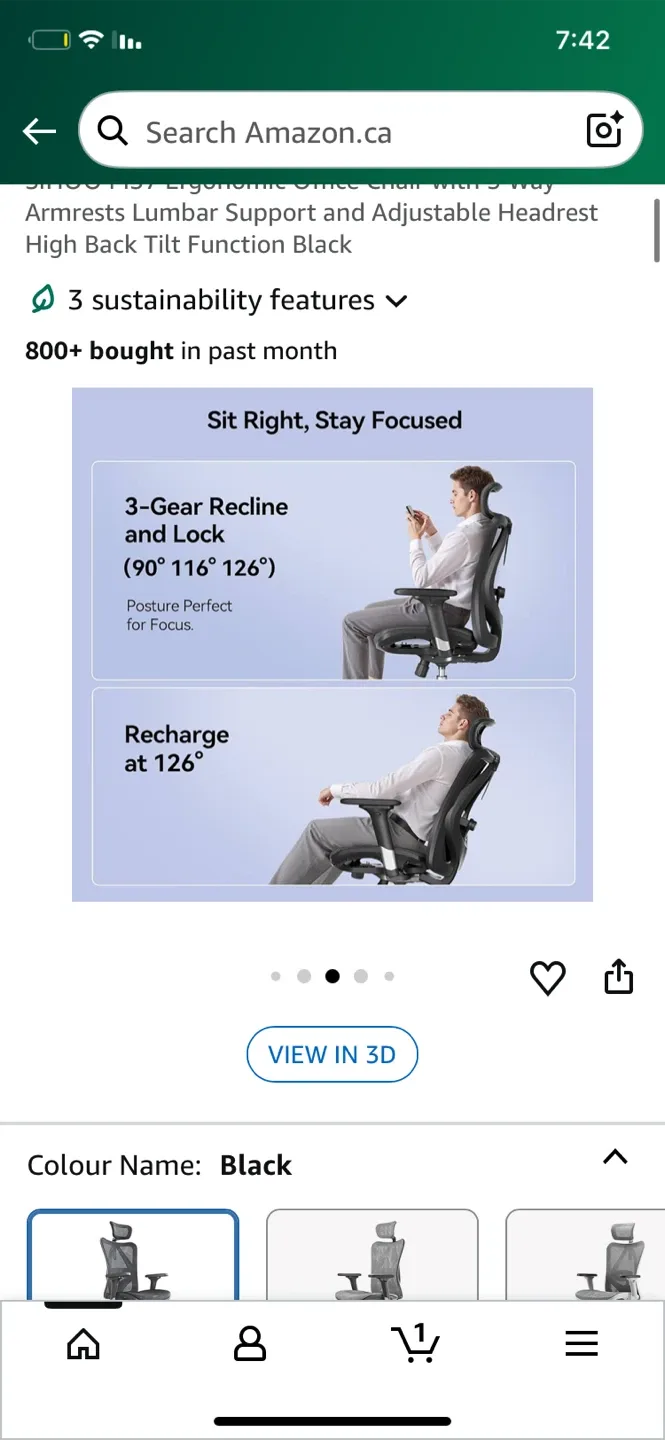 SIHOO M57 Ergonomic Office Chair - Black image indicator(2)