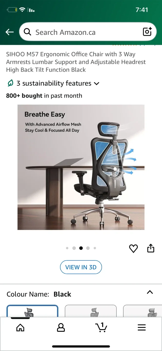 SIHOO M57 Ergonomic Office Chair - Black image indicator(8)