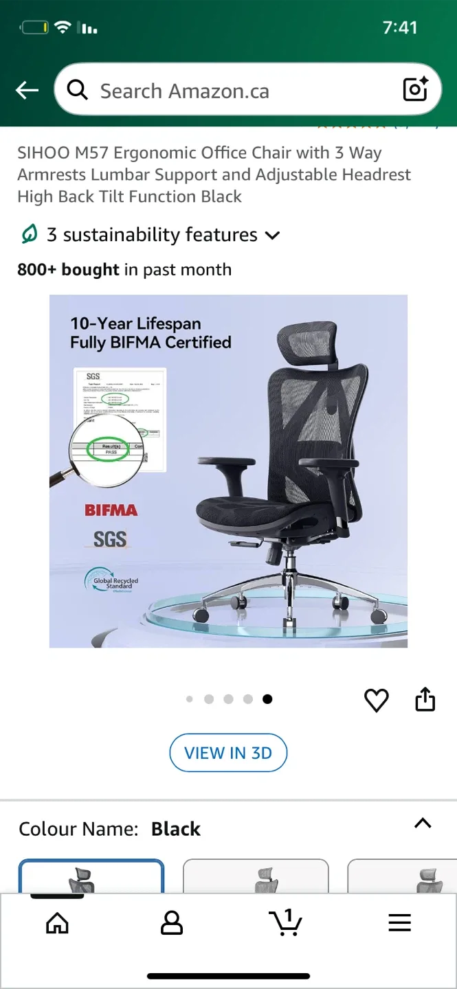 SIHOO M57 Ergonomic Office Chair - Black image indicator(10)