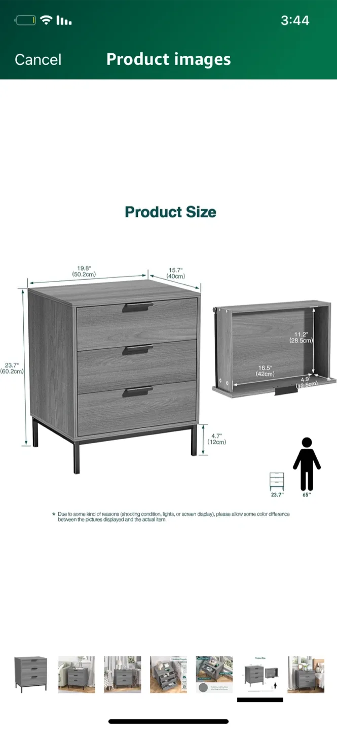 Grey 3-Drawer Nightstand image indicator(6)