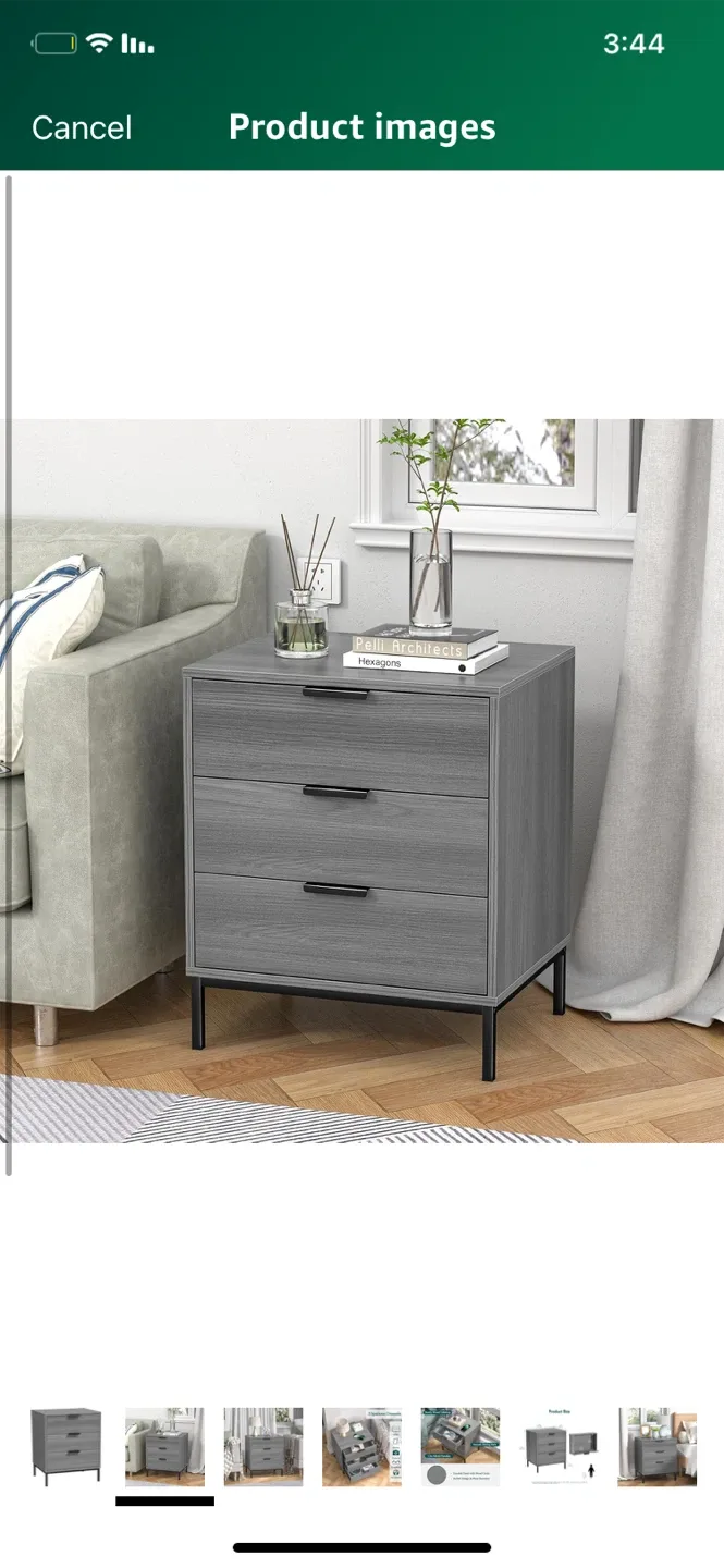 Grey 3-Drawer Nightstand image indicator(2)