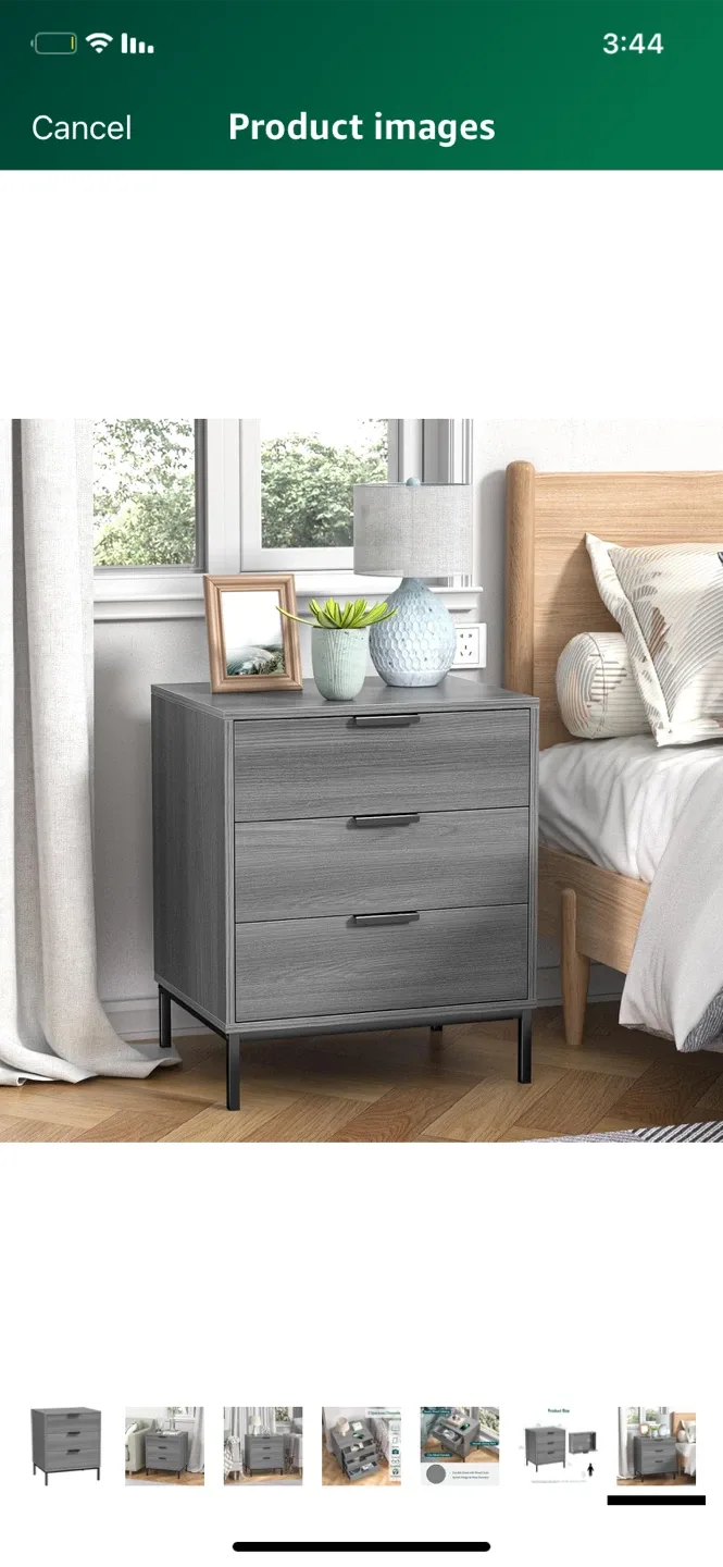 Grey 3-Drawer Nightstand image indicator(7)